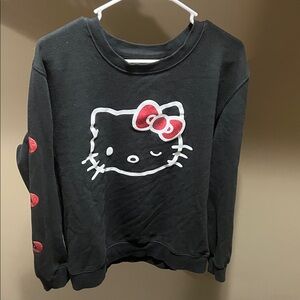 Hello Kitty Black Pullover with White Outline and Red Bow Accents